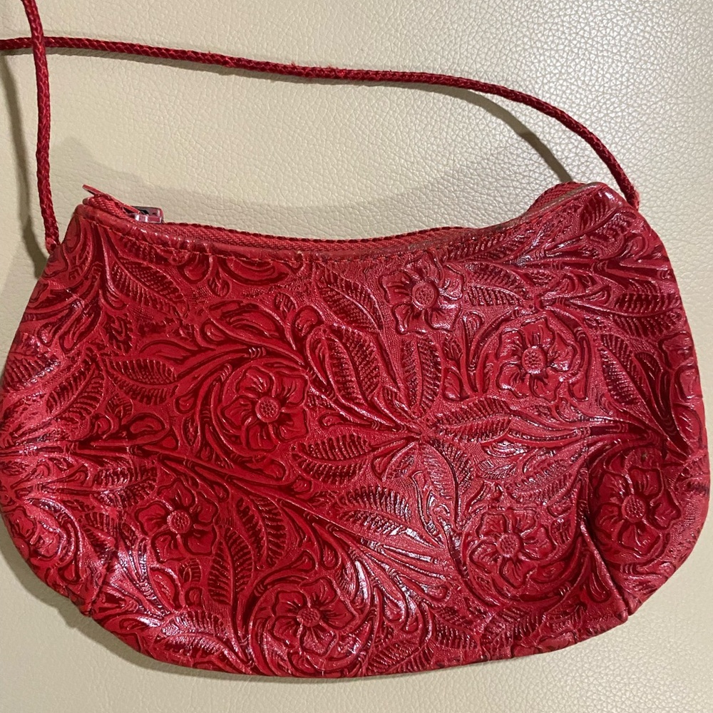 Elegant Genuine Leather Red Shoulder Bag